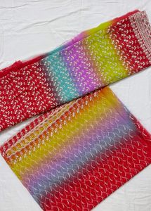 Stunning Ombre Embroidered Top Material Amd Dupatt