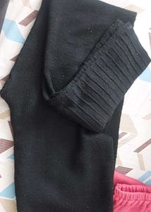 Pink and black Woolen leggings Xl