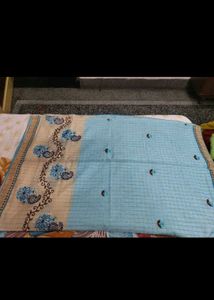 Cotton Floral Blue Saree