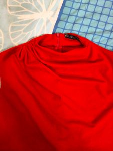 Chic Red Mock Neck Top