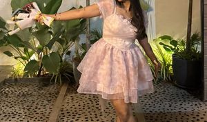 Pink Floral Puff Sleeve Dress