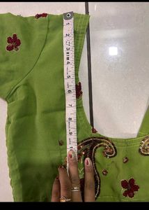 Lime Green Embroidered Saree