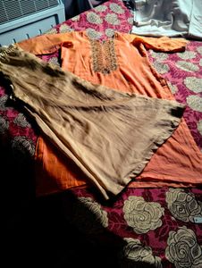 Traditional Orange Kurti with Palazzo Pants