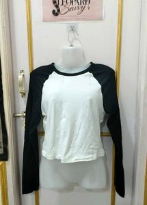 White & Black Baseball Tee