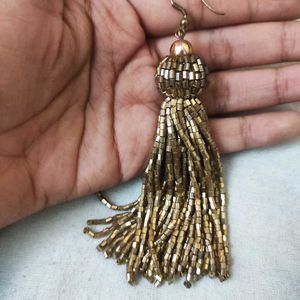 Boho Beaded Tassel Earrings + diamond mirrored ear
