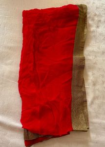 Red Anarkali Gown with Gold Embroidery