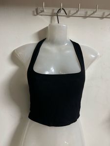 Chic Black Halter Neck Crop Top