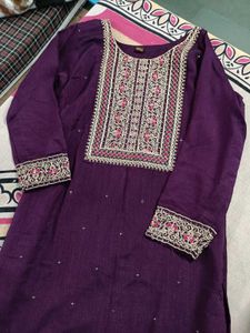 Purple party wear kurta set