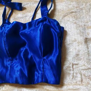 Royal Blue Satin Blouse