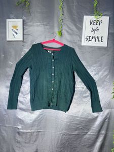 Green Cable Knit Cardigan