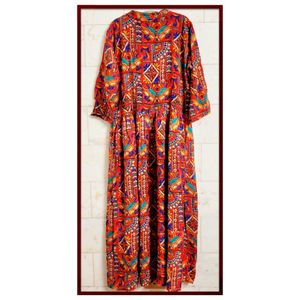 Long Slit Red Printed Tunic Top