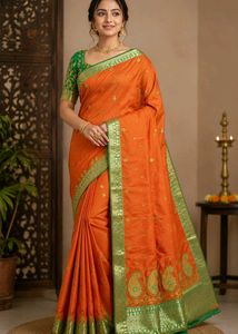Beautiful Orange Embroidered Saree