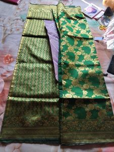Elegant Green Silk Saree with Gold Weave