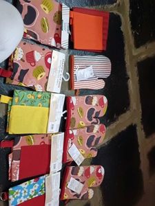combo Cute Coffee Themed Apron &amp;oven glove