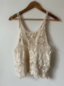 Cream Crochet Tank Top