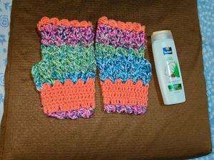 Handmade Crochet Fingerless Gloves and new shampoo