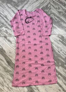 Pink Printed Cotton Kurta
