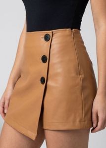 Tan Faux Leather Wrap Skirt