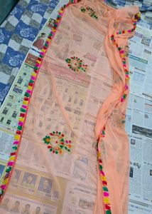 Peach Embroidered Kurta Set with Patiala Pants