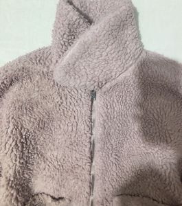 Lilac Fuzzy Zip-Up Jacket