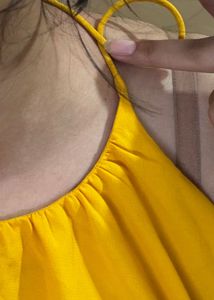 Yellow Halter Neck Layered Tunic Top