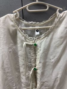 Pinteresty cream colour Butterfly Embroidered top