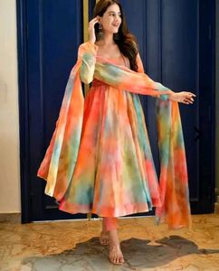 Vibrant Tie-Dye Anarkali Suit