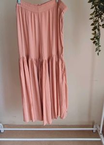 peach cotton long tunic set with dupatta nd pant
