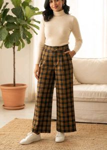 Checkered Brown & Black straight Pants |