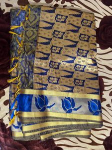 Elegant Blue and Gold Saree