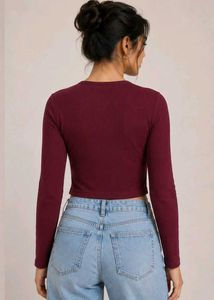 Burgundy Ribbed Crop Top