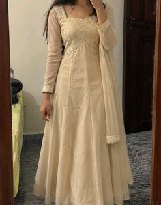 Elegant Beige Ethnic Gown