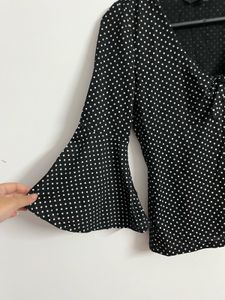 Chic Polka Dot Bell Sleeve Top