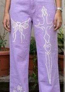 Custom DIY Art Wide-Leg Jeans | Y2K Aesthet