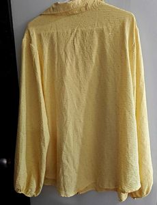 Light Yellow Textured Button-Up Shirt top