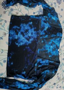 Stylish blue Tie-Dye Mesh Top