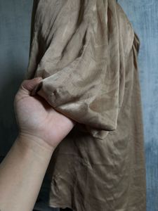 Chic Beige Ruched V-Neck Top
