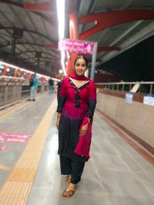 Embellished Pink &amp; Black Kurta Set
