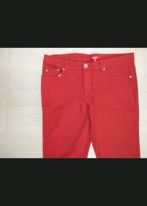 Red Jeans Pant Medium 36" Elastic Waist