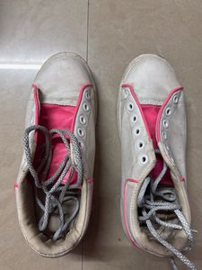 White & Pink Casual Sneakers