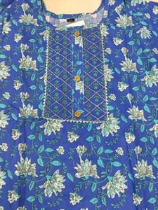 Blue Floral Print Kurta