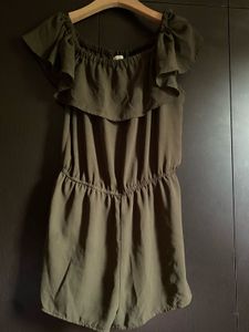 Olive Green Off-Shoulder Romper