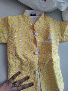 Boys Yellow Embellished Kurta GOOD QUALITY