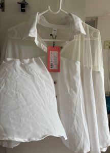 Chic White Sheer Sleeve Top with tags