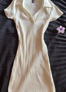 Ribbed Collared Knit Dress