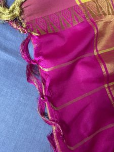 Pink Silk Saree with Gold Border