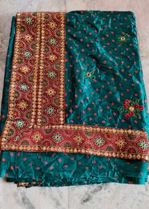 Stunning Teal Embroidered Saree