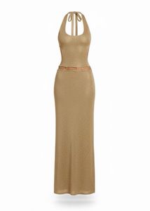 Elegant Gold Halter Maxi Dress