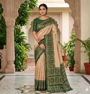 Elegant Beige & Green Saree