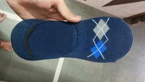 Navy Argyle No-Show Socks